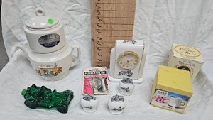 Vintage Drip Coffee Mmaker, Avon Car Decanter, Clock, Creamer, etc