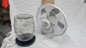 Oscillating Fan and Chicken Feeder