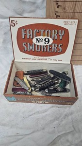 Lot of Various Pocket Knives and Cigar Box