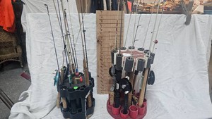 Lot of Ice Fishing Jigs and Rods