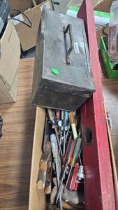 Large Box of Screwdrivers Saws, Tool Box and Tool