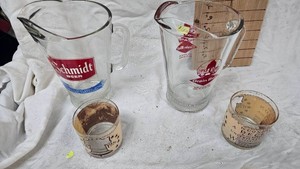 Schmidt Pitcher with 2 Bicentennial Glasses