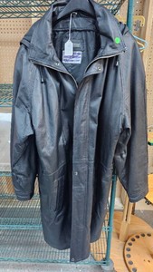 Drum Dye Outerwear Leather Trench Coat, Size M