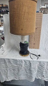 AC Delco Spark Plug Lam wBurlap Shade