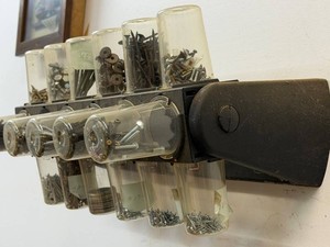 Wall-Mounted Parts Organizer Cabinet With Assorted Fasteners