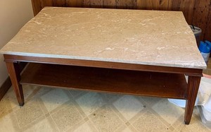 Marble Top Table With Lower Shelf