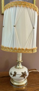 Vintage Glass Table Lamp With Original Shade 22