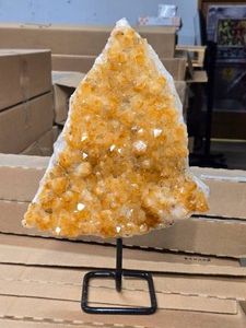 8.4-lbs - Lot of (1) Natural Citrine Crystal Cluster with Metal Display Stand