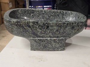 47.8-lbs Kambaba Polished Green Jasper Stone Pedestal Bowl