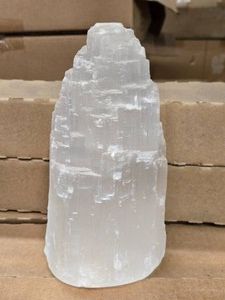 Natural Selenite Crystal Tower Table Lamp