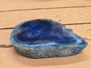 1lbs Polished Blue Agate Geode Slice (Brazil)