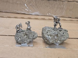 Lot of (2) Pyrite Nugget with Pewter Miner Figure