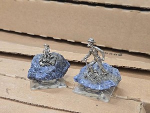 Lot of (2) Sodalite Stones with Pewter Miner Figures