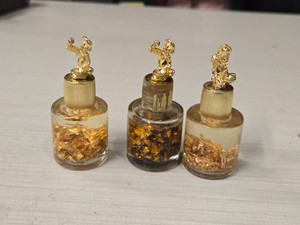 Lot of (3) Gold Miners Assay Bottle with 24K Gold Flakes