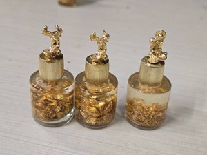 Lot of (3) Gold Miners Assay Bottle with 24K Gold Flakes