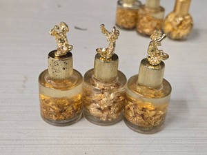 Lot of (3) Gold Miners Assay Bottle with 24K Gold Flakes