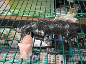 Lot of (2) Figures - Rose Quartz Elephant  Onyx Unicorn
