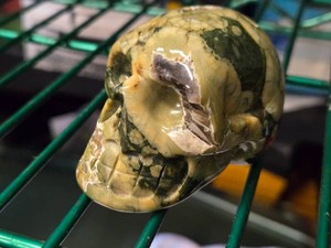 Lot of (1) Handcarved Hiso Jasper Gemstone Skull Figure