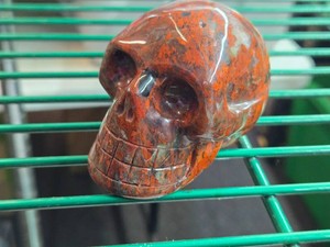 Lot of (1) Handcarved Brocciated Jasper Gemstone Skull Figure