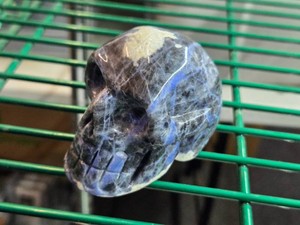 Lot of (1) Handcarved Sodalite Gemstone Skull Figure