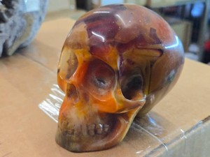 Lot of (1) Resin Skull Figure  Multi-Color Marble Pattern
