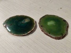 Lot of (2) Polished Aqua Green Agate Geode Slice