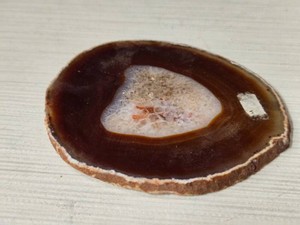 Polished Agate Slice with Quartz Crystal Geode Center