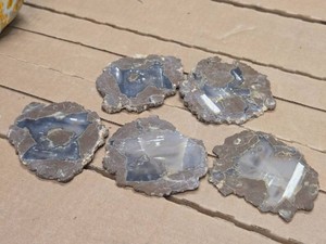Lot of (5) Priday Blue Agate Thunderegg Slices