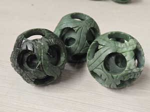 Lot of (3) Chinese Carved Jade Dragon Puzzle Ball 2 14