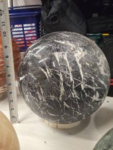 48.6lbs Polished Solid Black Marble Sphere 10