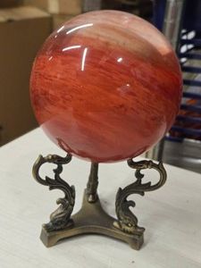 3.8lbs Polished Solid Red Jasper Sphere with Tripod Wood Stand 4 12