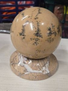 3lbs Polished Solid Dendritic Jasper Sphere with Stone Stand 4