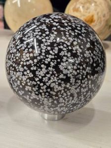 5.6lbs Polished Solid Snowflake Obsidian Sphere 5