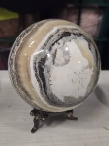 1.8lbs Polished Solid Zebra Calcite Sphere 3 12
