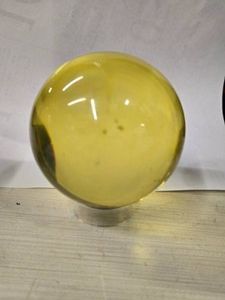 3.4lbs Polished Solid Yellow Glass Sphere 3 14