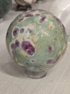 1.6lbs Polished Solid Ruby Fuchsite Sphere 3 14