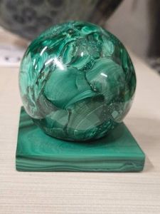 1.2lbs Polished Solid Malachite Sphere with Stand 2 12