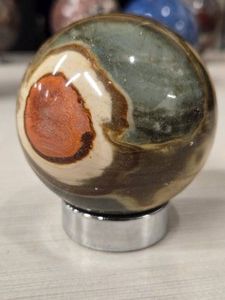 0.8lbs Polished Solid Polychrome Jasper Sphere 2 34