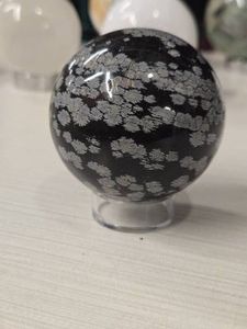 0.8lbs Polished Solid Snowflake Obsidian Sphere 2 12