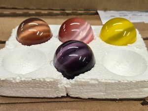 Lot of (4) Polished Solid Spheres - Carnelian Agate, Purple Cats Eye Quartz, Mexican Opal, Mona Lisa Gemstone 2