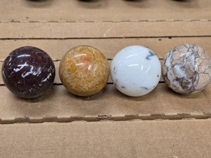 Lot of (4) Polished Solid Spheres - White Howlite, Ocean Jasper, Brecciated Red Jasper, Septarian 2