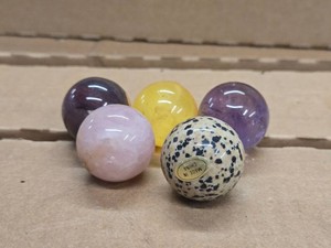 Lot of (5) Polished Solid Spheres - Various Types 1 14