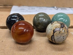 Lot of (5) Polished Solid Spheres - Various Types 1 14