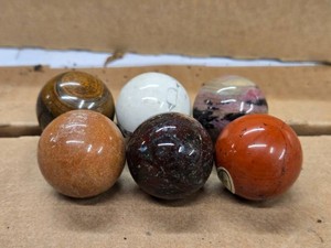 Lot of (6) Polished Solid Spheres - Various Types 1 14