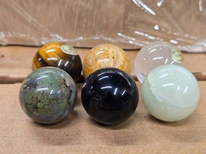 Lot of (6) Polished Solid Spheres - Various Types 1 14