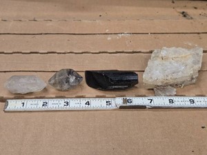 Lot of (4) Chunks - Quartz (x2), Obsidian, White Rough Selenite