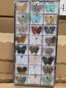 Lot of (24) Stone Butterfly Necklace Pendants