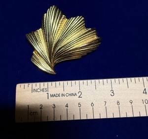 Vintage Signed Christian Dior Gold-Tone Leaf Brooch
