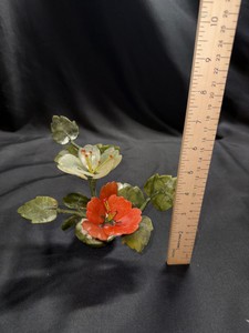 Vintage Carved Jade & AgateQuartz Floral Arrangement  Asian Hardstone Decor