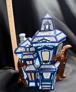 Large Ceramic Haunted House Cookie Jar  Victorian Gothic Halloween Decor